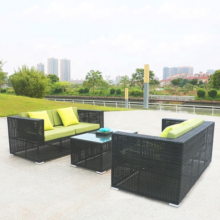 Customized Oem Furniture Modern Outdoor Recliner Sofa Chair Combination Curve Aluminum Garden Rattan Patio Sectional Sofa Set