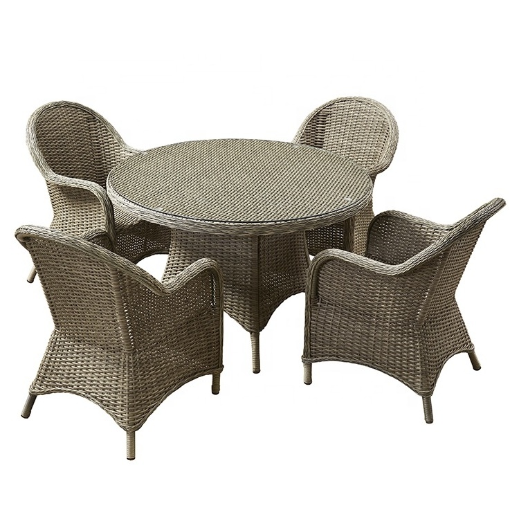 Hot Outdoor furniture Restaurant Garden Rattan Dining Table Set with Armchair