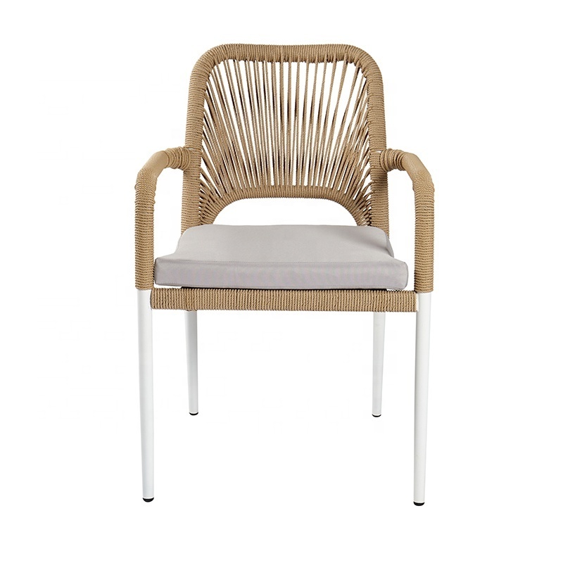 Modern Leisure Garden Furniture Aluminum Woven Rope Outdoor Dining Chairs for Hotel