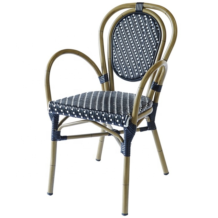 Garden Aluminum Light Weight Furniture Wicker Stacktable Outdoor French Bistro Rattan Chair