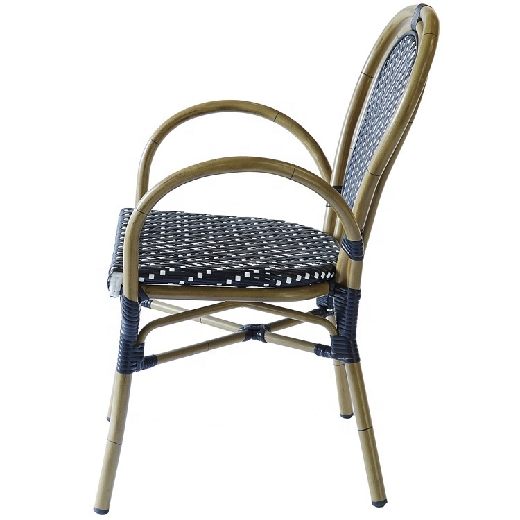 Garden Aluminum Light Weight Furniture Wicker Stacktable Outdoor French Bistro Rattan Chair