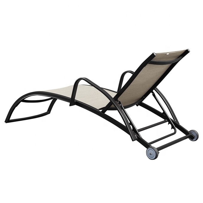 Modern Adjustable Outdoor Sunbed Chaise Lounge Swimming Pool Chair with Wheels