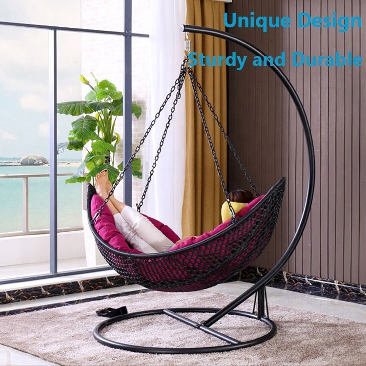 Modern Outdoor Cane Balcony Furniture Garden Patio Wicker Rattan Hammock Single Seat Hanging Swing Chair