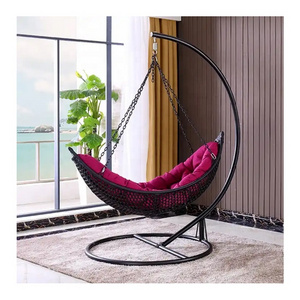 Modern Outdoor Cane Balcony Furniture Garden Patio Wicker Rattan Hammock Single Seat Hanging Swing Chair