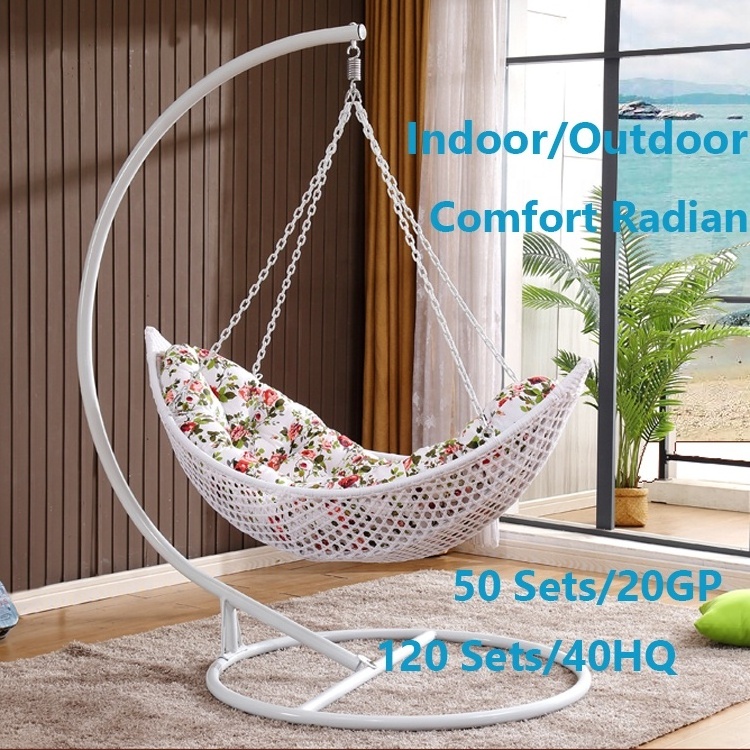 Modern Outdoor Cane Balcony Furniture Garden Patio Wicker Rattan Hammock Single Seat Hanging Swing Chair