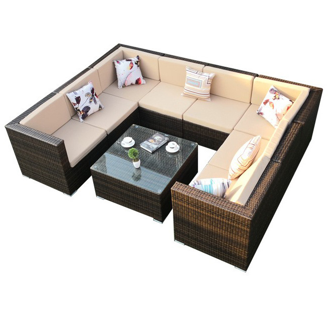 Best Selling Garden Rattan Wicker Couch Round Outdoor Sofa Set Sectional