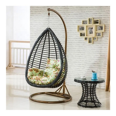 Hot sell Outdoor Rattan Furniture Garden White Blue Wicker Egg Hanging Chair Patio Swings