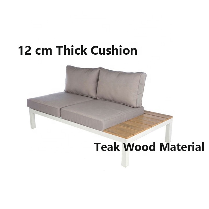 Luxury Modern Lazy Waterproof Aluminum Teak wood Corner Set Couch Patio Outdoor Furniture Garden Aluminum Seating Sofa