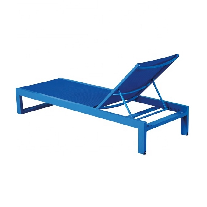 Blue Hotel Beach Garden Sunbed Furniture Outdoor Aluminum Pool Chaise Lounge Sun Loungers for Outside