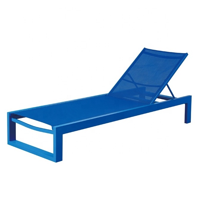 Blue Hotel Beach Garden Sunbed Furniture Outdoor Aluminum Pool Chaise Lounge Sun Loungers for Outside