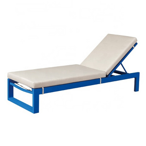 Blue Hotel Beach Garden Sunbed Furniture Outdoor Aluminum Pool Chaise Lounge Sun Loungers for Outside