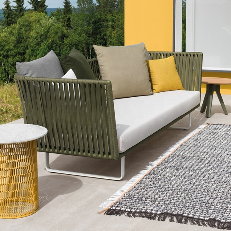 Best Sale Modern Outside Patio Sectional Couch Setting Furniture Outdoor Garden Rope Aluminum Sofa Set