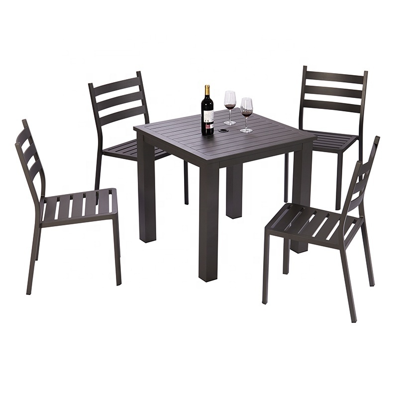 Modern Villa Garden Waterproof Table 4 Chairs Restaurant Cafe Furniture Outdoor Patio Aluminum Dining Set