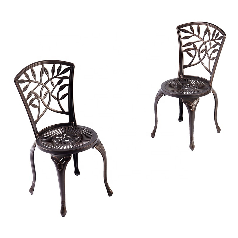 3 Pieces Garden Patio Furniture Outdoor Balcony Cast Aluminum Chair Set with Coffee Table