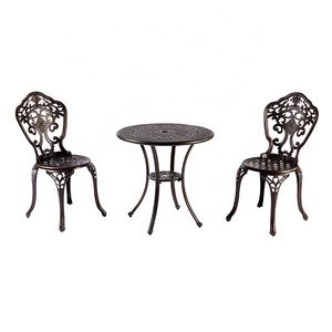 European Patio Coffee Table 2 Chairs Furniture Outdoor Garden Cast Aluminum Dining Set