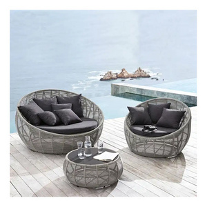 Leisure Garden Sunbed Lounger Furniture Beach Poolside Round Rattan Daybed