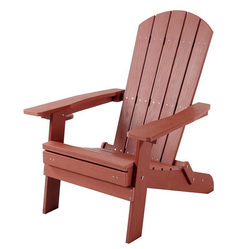 Folding Red Modern Composite Pool Furniture Plastic Wood Outdoor Patio Hdpe Adirondack Chair