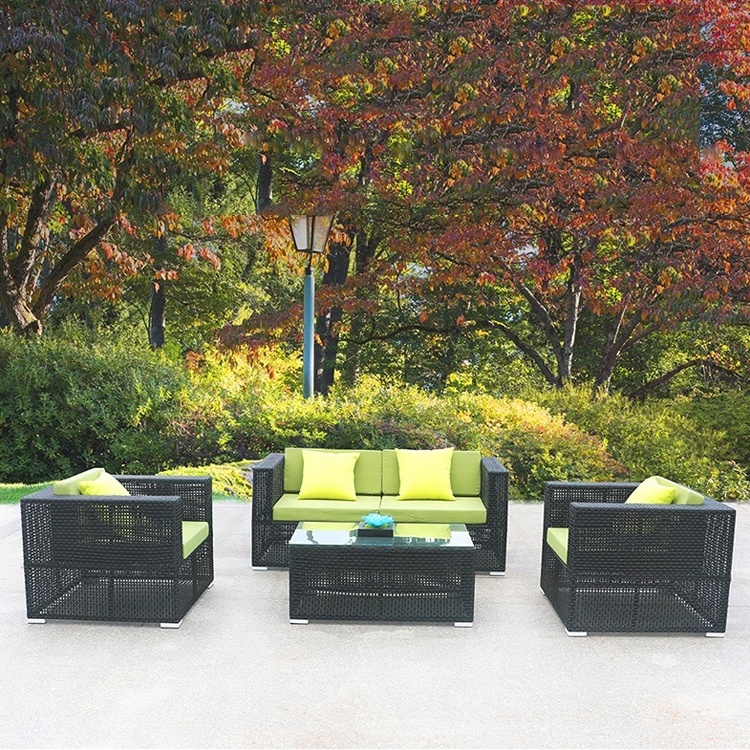 Customized Oem Furniture Modern Outdoor Recliner Sofa Chair Combination Curve Aluminum Garden Rattan Patio Sectional Sofa Set