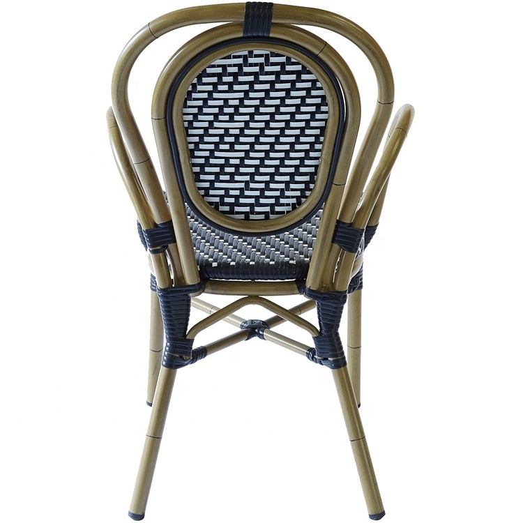 Garden Aluminum Light Weight Furniture Wicker Stacktable Outdoor French Bistro Rattan Chair