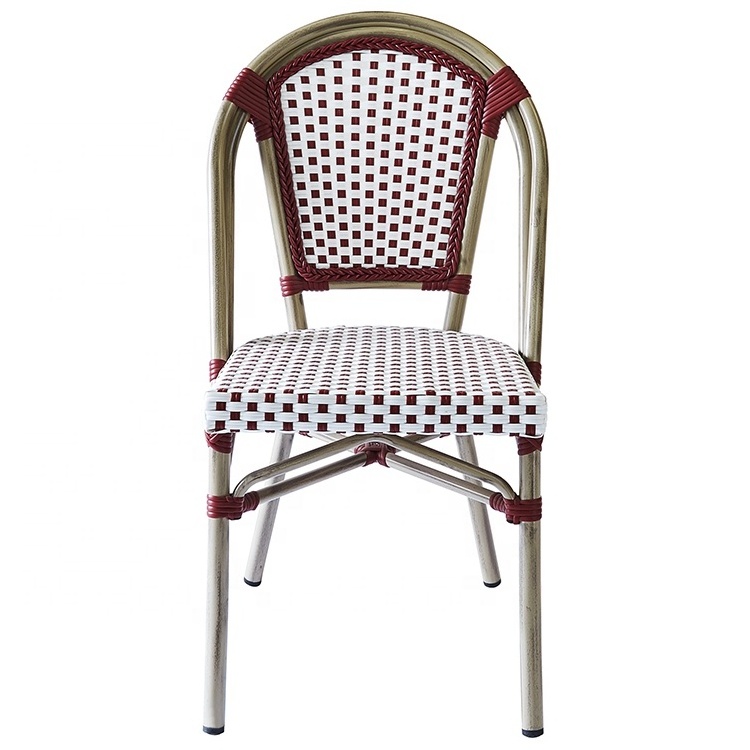 Vintage Stackable Mid Century Rattan Wood French Bistro Restaurant Event Weeding Chairs