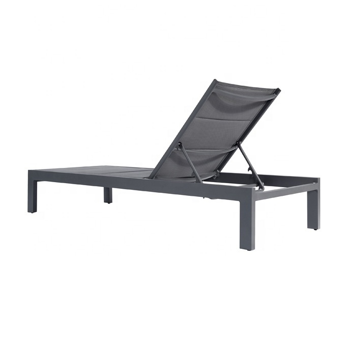 Black Aluminum Garden Patio Sunbed Furniture Outdoor Pool Sun Lounger Chaise Lounge Chairs for Outside