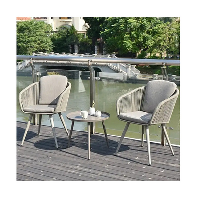 Outdoor Leisure Aluminum Frame Table Set Patio Garden Dining Seat Furniture Woven Plastic Rope Chair