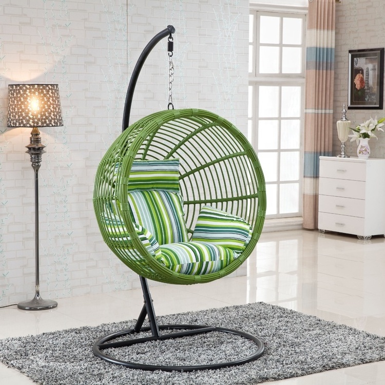 Round Shape Adult Bird Nest Basket Set Colored Rattan Hanging Swing Chair