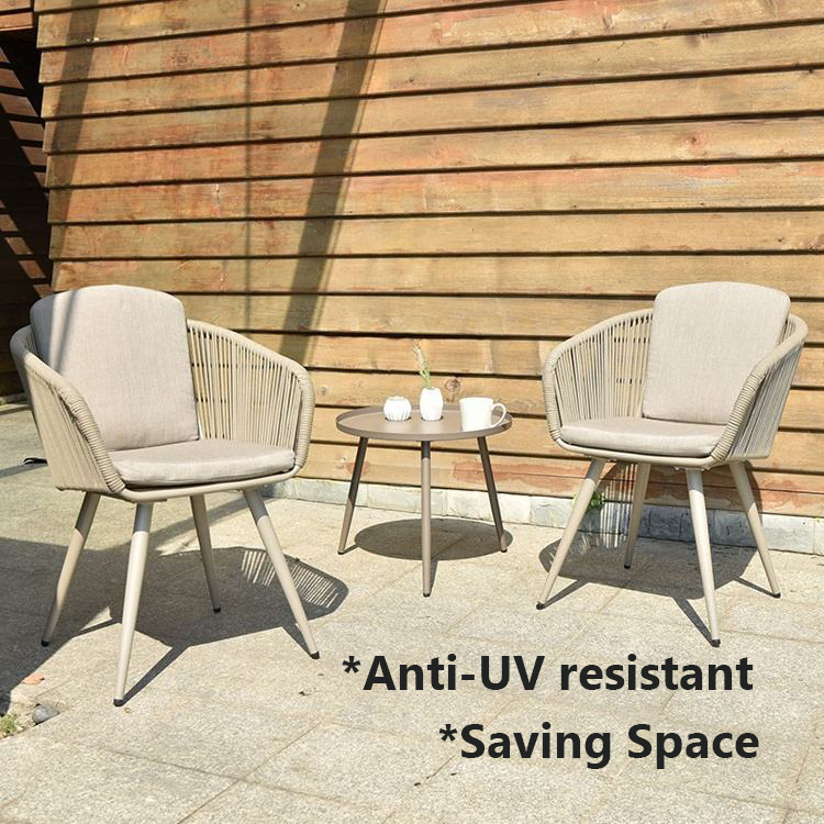 Outdoor Leisure Aluminum Frame Table Set Patio Garden Dining Seat Furniture Woven Plastic Rope Chair