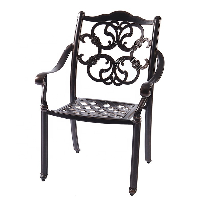 Leisure luxury Patio Furniture Outdoor Cast Aluminum Garden Coffee Table 2 Chairs Set