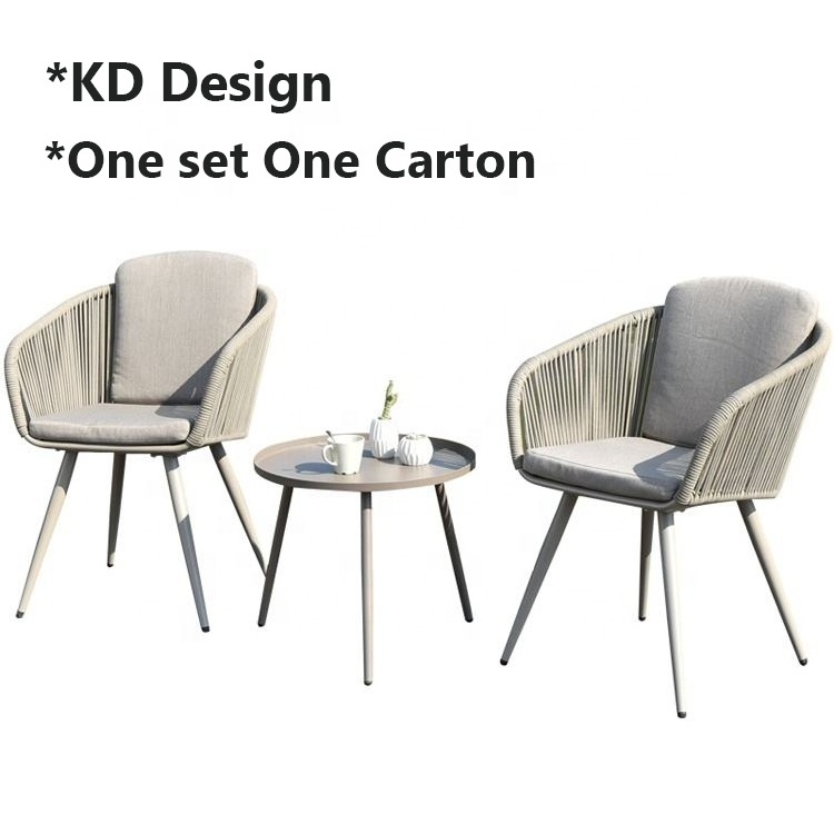 Outdoor Leisure Aluminum Frame Table Set Patio Garden Dining Seat Furniture Woven Plastic Rope Chair