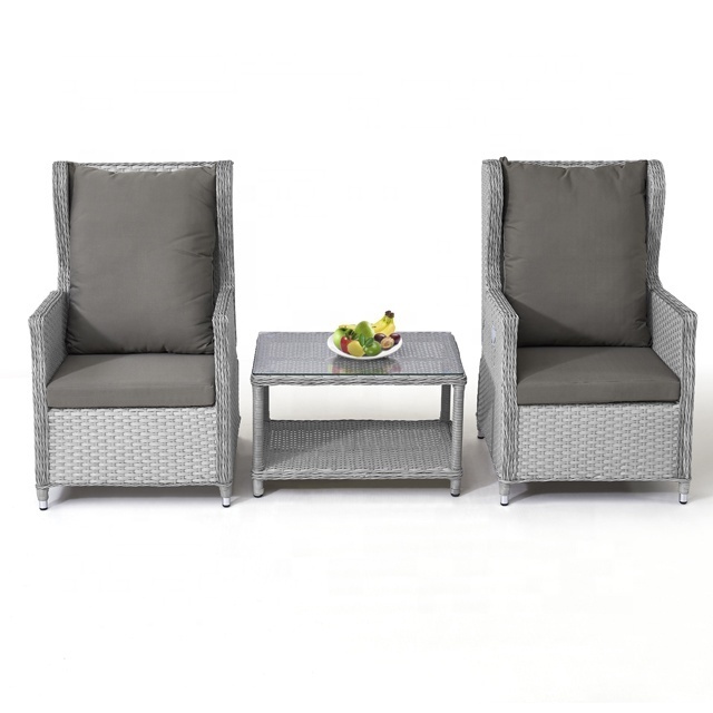 Luxury Garden Patio Wicker Outdoor Furniture Balcony Adjustable Aluminum Rattan Lounge Leisure Chair Set