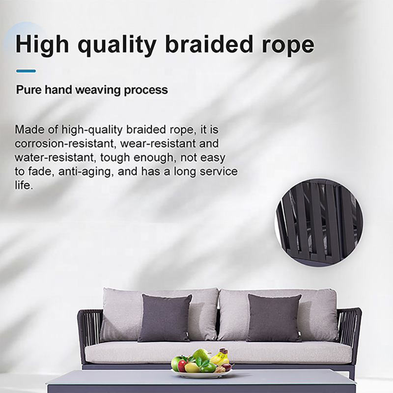 Black Best Modern Outside Patio Couch Furniture Outdoor Garden Aluminum Rope Sofa Chairs Set for Sale