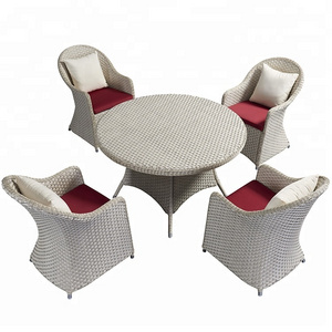 Outdoor Wicker Furniture Garden Tempered Glass Round Rattan Dining Table Chair Set