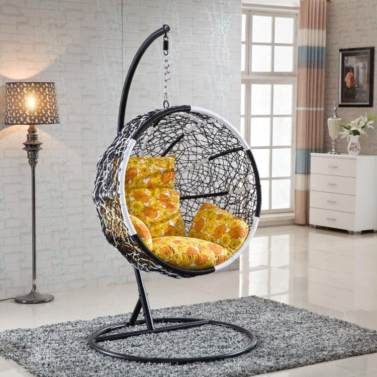 Round Shape Adult Bird Nest Basket Set Colored Rattan Hanging Swing Chair