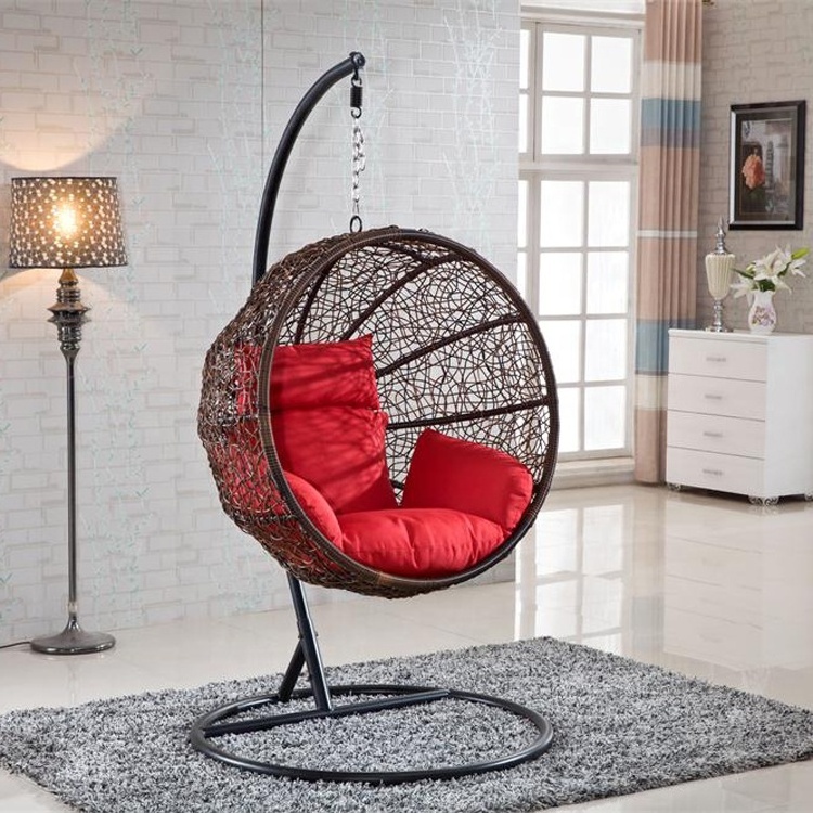 Round Shape Adult Bird Nest Basket Set Colored Rattan Hanging Swing Chair