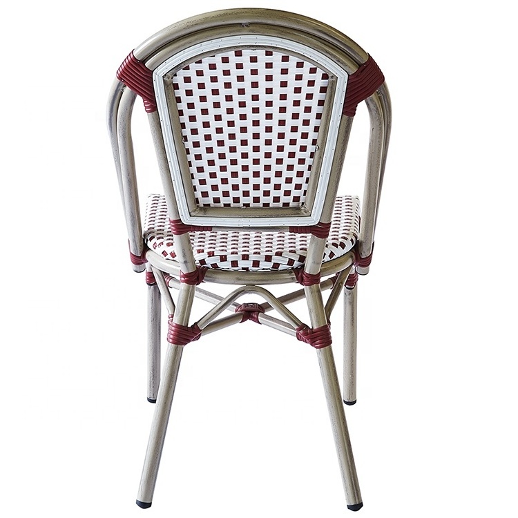 Vintage Stackable Mid Century Rattan Wood French Bistro Restaurant Event Weeding Chairs