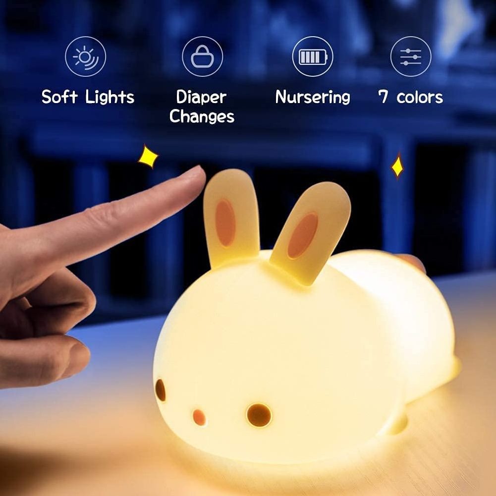 Cute Bunny Bedroom Table Lamp Cute Star Night Light Kids Christmas Gifts For Kids USB Rechargeable MINI LED Baby Night Lights