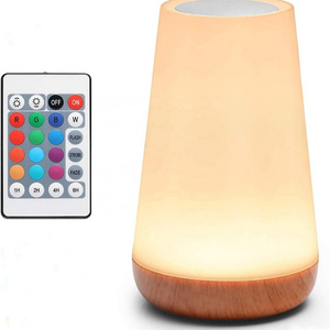 Night Light LED Touch Bedside Table Lamp Remote Control Dimmable Light with RGB Color Changing USB Rechargeable Portable Lamp