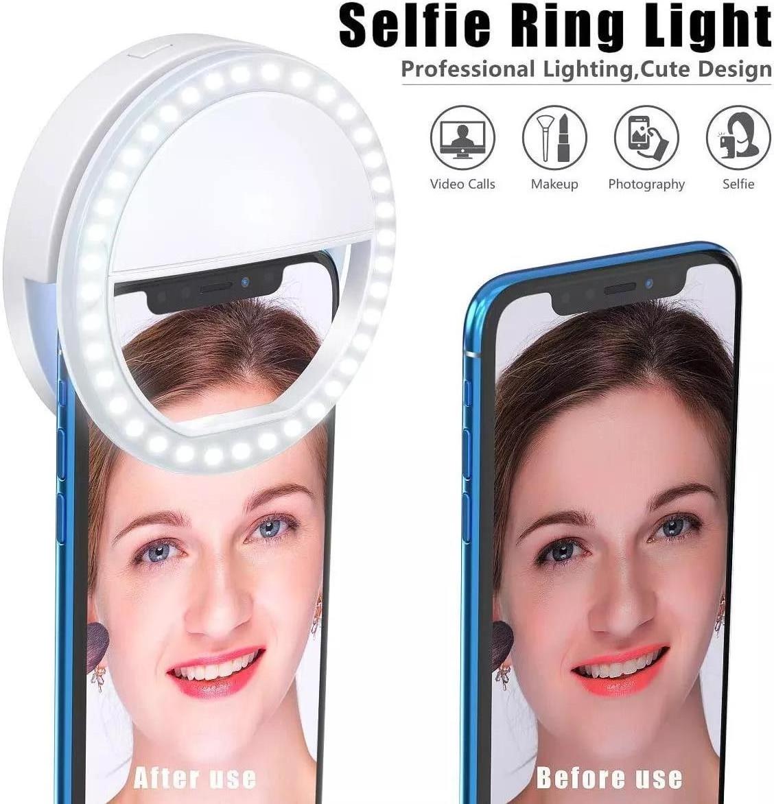 2023 mobile phone accessories portable LED ring mini fill light selfie flash ring light for phone live streaming video USB