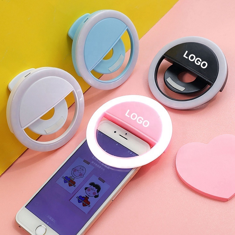 2023 mobile phone accessories portable LED ring mini fill light selfie flash ring light for phone live streaming video USB