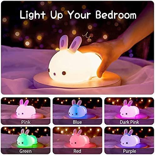 Cute Bunny Bedroom Table Lamp Cute Star Night Light Kids Christmas Gifts For Kids USB Rechargeable MINI LED Baby Night Lights