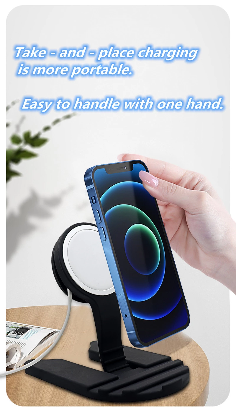 Portable Adjustable Wireless Charger Mobile Phone Stand magnetic Charger Holder for iPhone 12 Smartphones