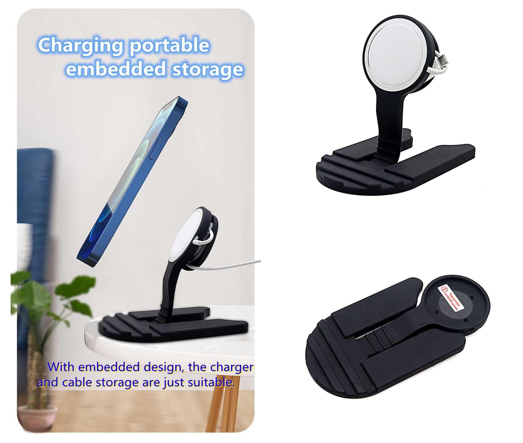 Portable Adjustable Wireless Charger Mobile Phone Stand magnetic Charger Holder for iPhone 12 Smartphones