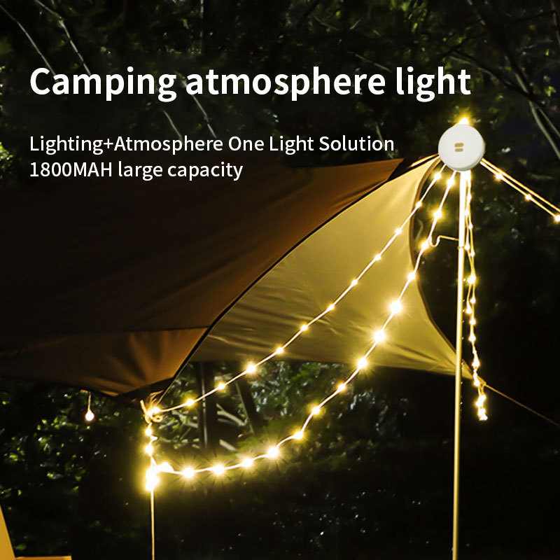 Indoor outdoor Adjustable camping portable string lights dimmer USB Rechargeable Led Camping Lantern 10m Decorative Strip Light