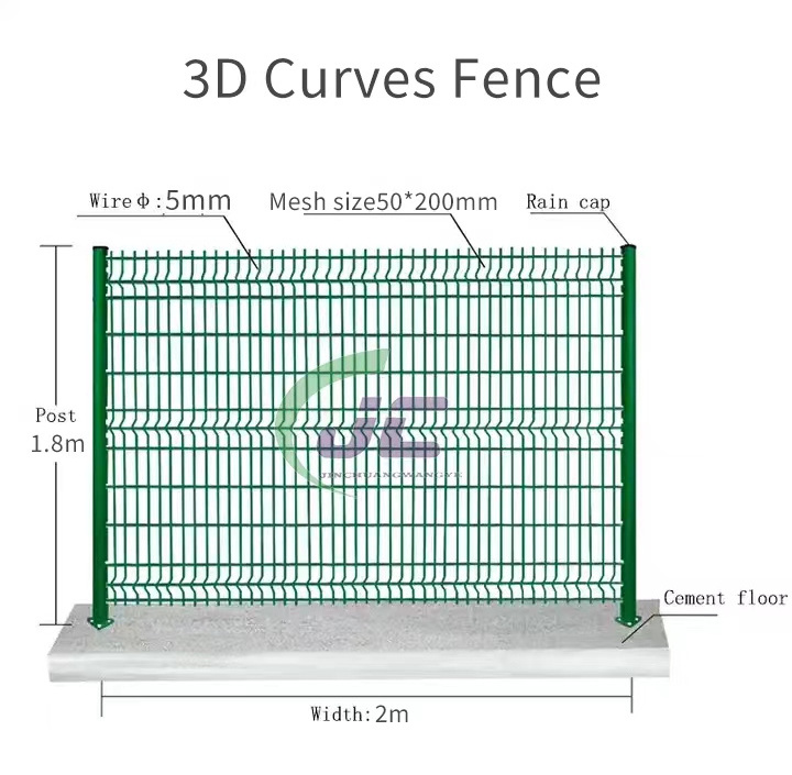 Hot Sale 3D Welded Curvy Bending Fence  Top Fence and  3d Wall Concrete Fence Panels for sale