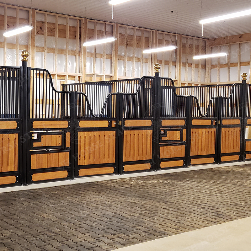 12x12 prefabricated luxury Portable design sliding door bamboo Horse stable box stall fronts panels with roof for horses barns