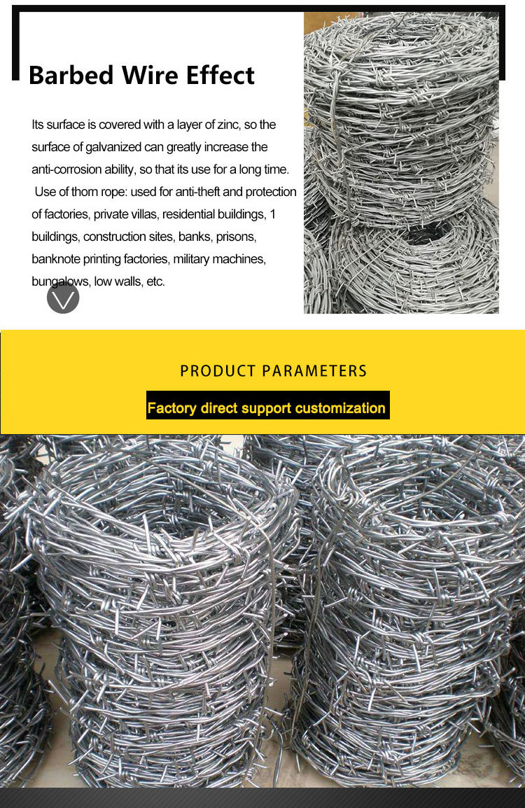 Single Twisted Barbed Wire Roll Double Twisted Barbed Wire Fence Galvanized Barbed Wire