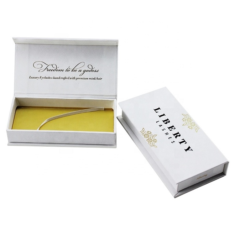 Simple Style Book Shape Festival Gift Box White Cardboard Yellow Velvet Inlay Packaging Box