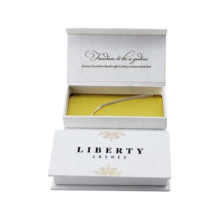 Simple Style Book Shape Festival Gift Box White Cardboard Yellow Velvet Inlay Packaging Box