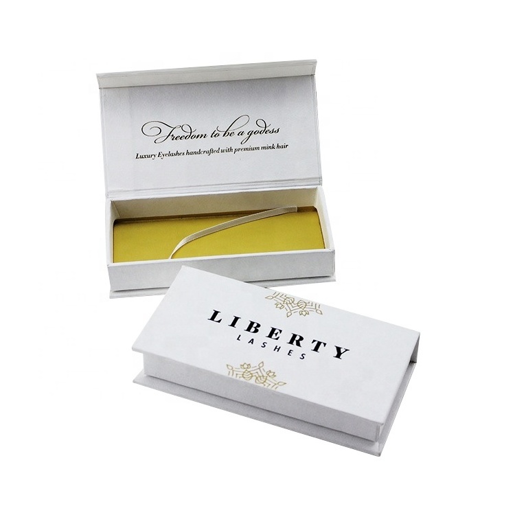 Simple Style Book Shape Festival Gift Box White Cardboard Yellow Velvet Inlay Packaging Box